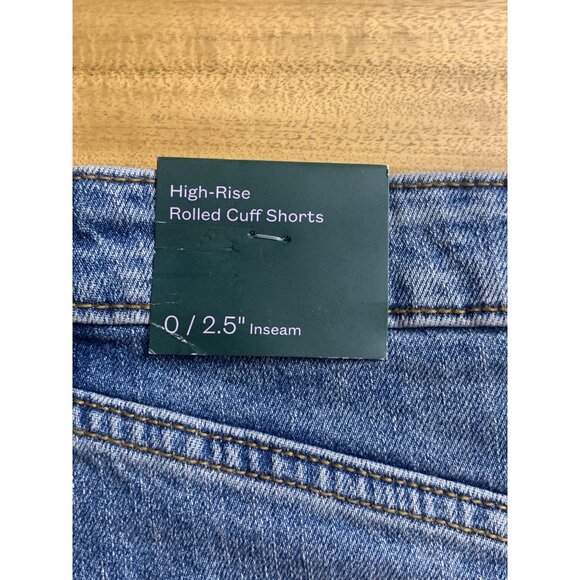 Wild Fable Junior Teens High-Rise Rolled Cuff Blue Denim Shorts Size 0 - Picture 6 of 9